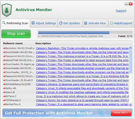 Antivirus Monitor snapshot: