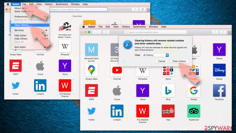 Clear history from Safari