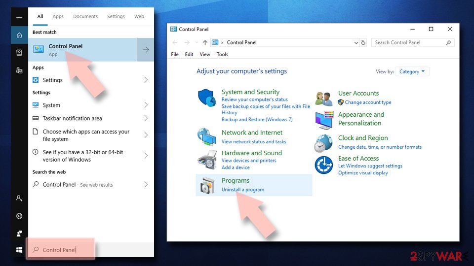 Uninstall from Windows 10/8