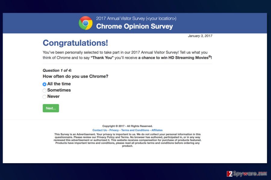 Remove Annual Visitor Survey Ads Survey Virus Virus Removal - no you should not participate in 2017 annual visitor survey it s a scam