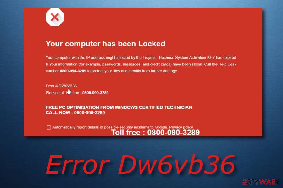 Remove Error Dw6vb36 Apr 2020 Update Tech Support Scam