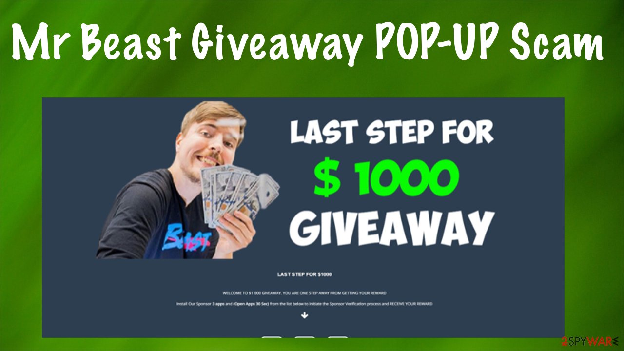 Remove Mr Beast Giveaway POPUP Scam (fake) virus