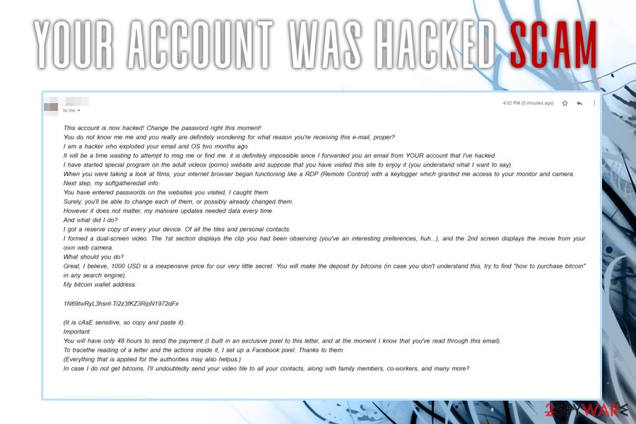 Remove Your account was hacked (updated May 2020) Removal Guide